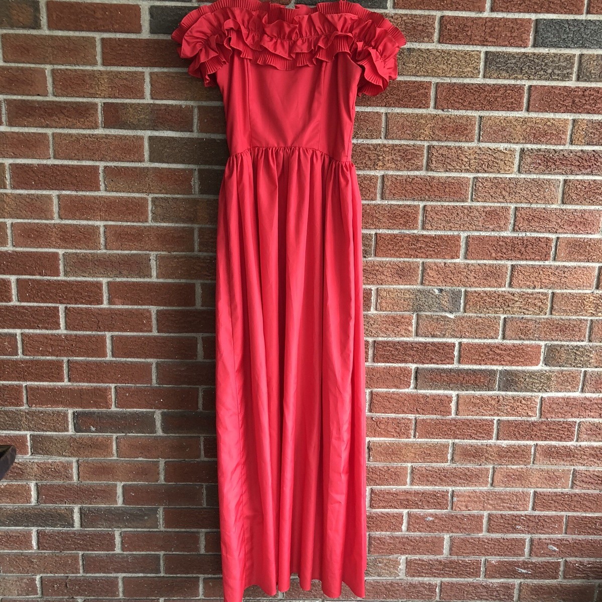 Vintage Red Poofy Off Shoulder Formal Prom Dress Union Made in USA | eBay Vintage Red Poofy Off Shoulder Formal Prom Dress Union Made in USA | eBay