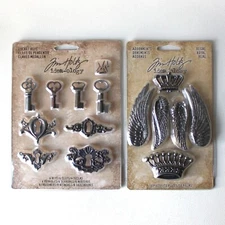 Tim Holtz Idea-ology Lot of 2 - Regal Adornments and Locket Keys, NEW, Retired