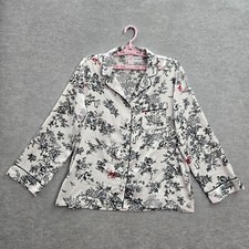 Victoria's Secret Women Sleepwear M White Floral Pajama Top Button Long Sleeve