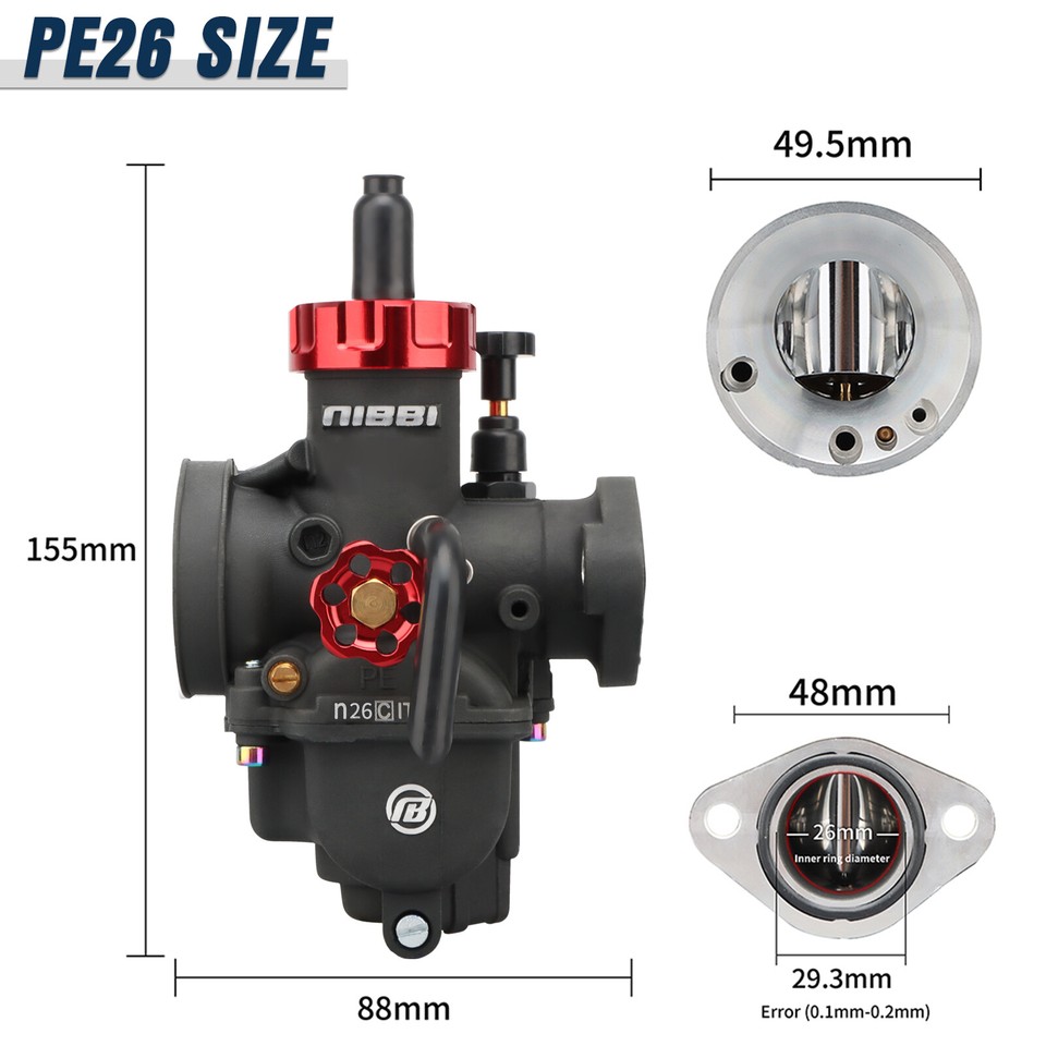 Nibbi Racing NIBBI Racing Carburetor PE 26mm Flange 150-200cc | Universal Fitment ...