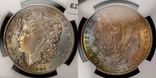 1904-O $1 Morgan Dollar - VAM-22A2 - Textured Rainbow Toning - NGC MS 63 - B2090