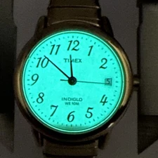Vtg Timex Indiglo WR 30M Stretch Band Quartz Womens Watch Sz 6 1/4" New Battery