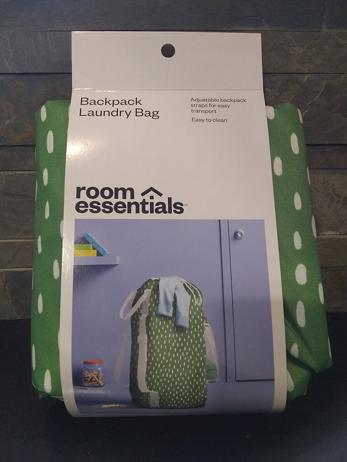 Room Essentials Laundry Bag Backpack Style Pebble Dot Coral for sale