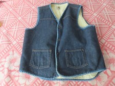 VTG CARHARTT Size Large tall Sherpa Lined Denim Snap Front Blue Gilet Vintage