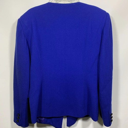 Lillie Rubin Womans Wool Button Blazer Jacket Size 6 Blue & Black With Pockets - Picture 8 of 8
