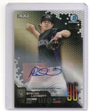 2019 Bowman Chrome Peter Lambert Scouts Top 100 Auto Card /50 Colorado Rockies