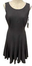 Calvin Klein Pleated Sleeveless Dress Fit & Flare Charcoal Gray New Size 6