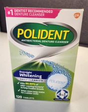 Polident Overnight Whitening Antibacterial Denture Cleanser Effervescent Tablets