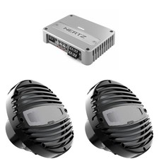 Hertz 2 Pairs HMX 6.5-TC 6 1/2" Black Sport Grill Coaxial Marine Speakers wit...