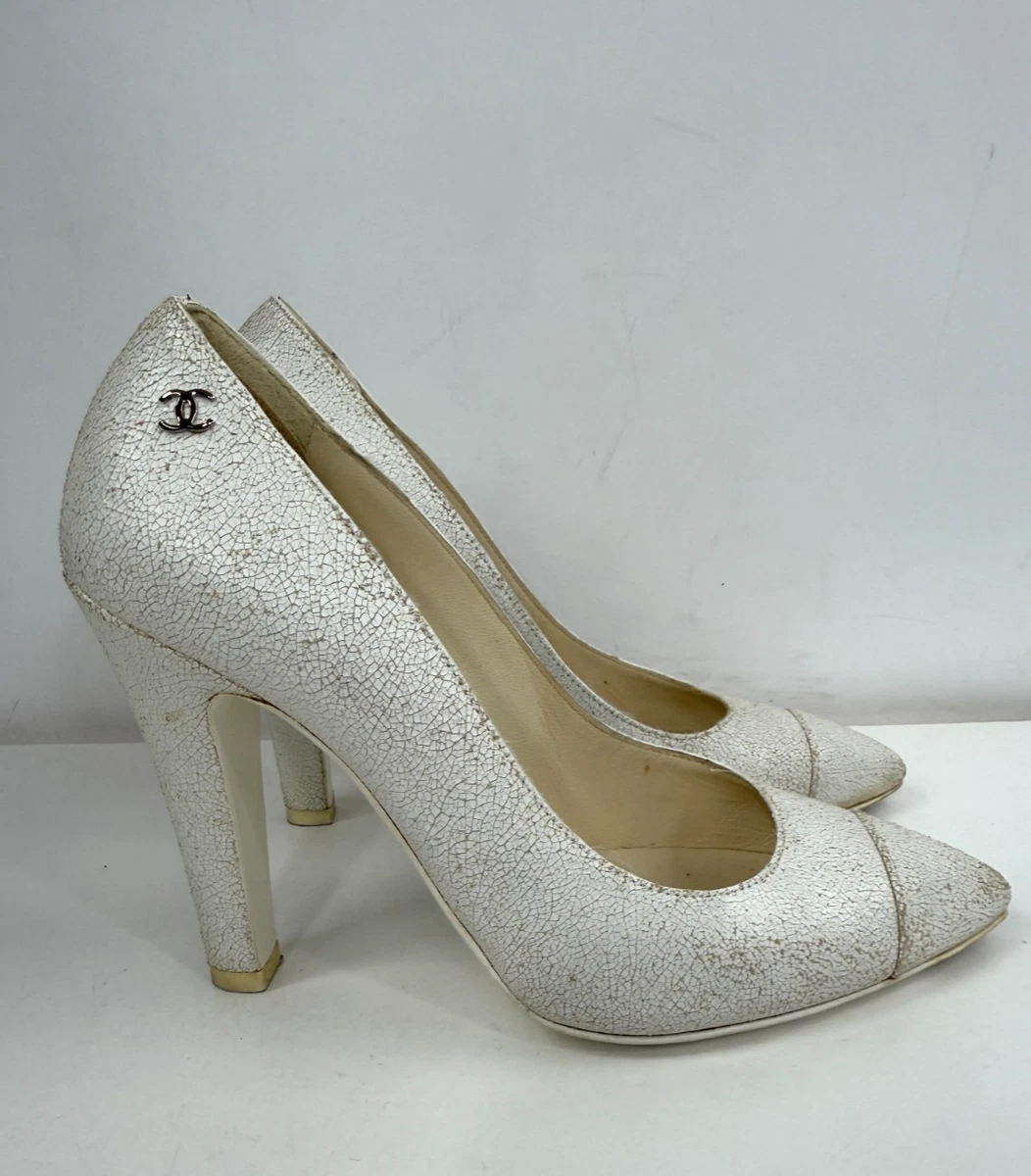 未使用品⭐︎CHANEL スパンコール パンプス ホワイト白 39 CHANEL White Heels for Women for sale - eBay