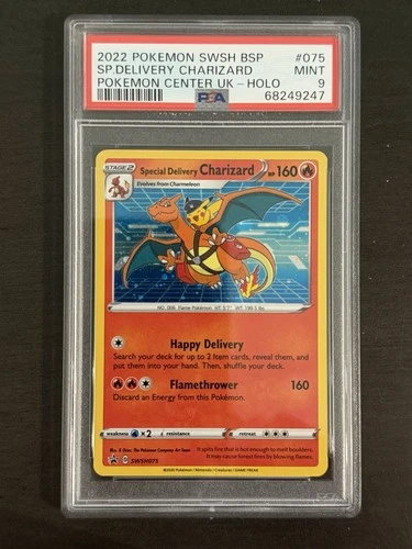 2022 POKEMON SWSH BLACK STAR PROMO #075 SPECIAL DELIVERY CHARIZARD-HOLO PSA 9