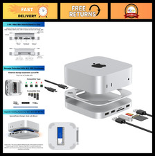 Aluminum Docking Station for Mac mini M4/M4 Pro 2024, SSD Enclosure, USB-A Hub,