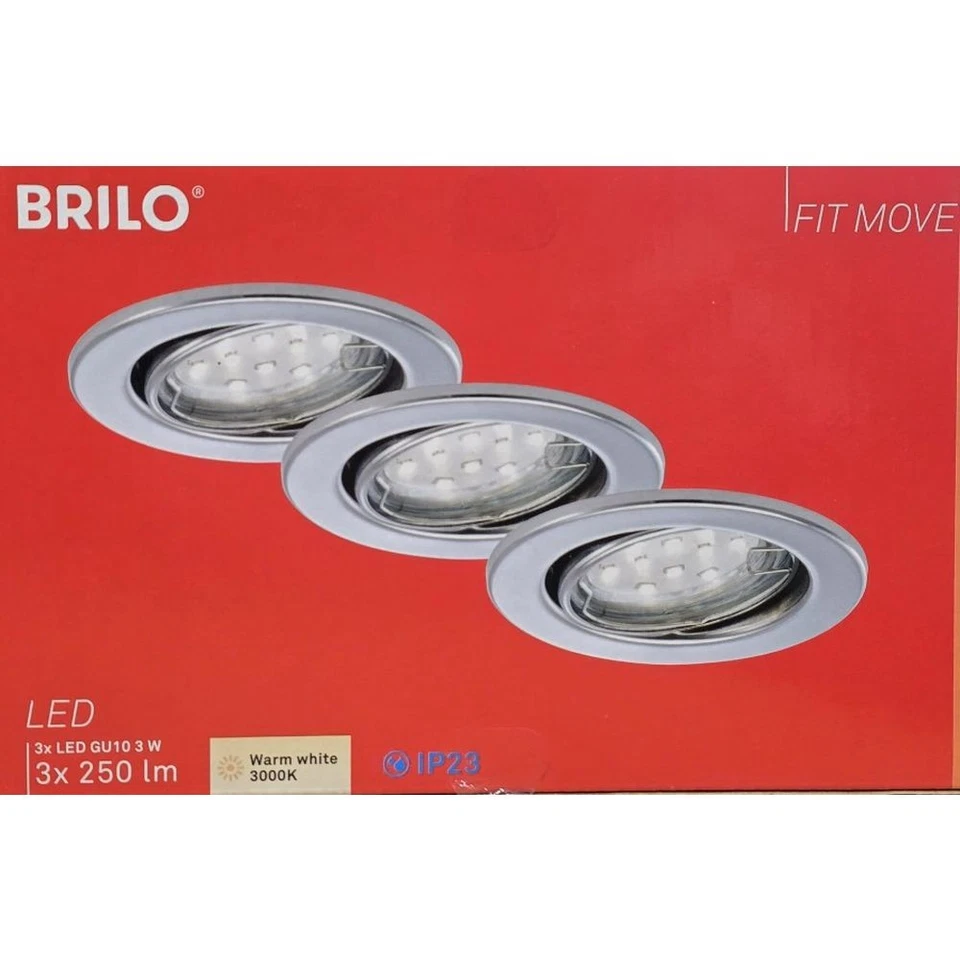Briloner 7225-038 LED Einbauleuchten Set 3 x 3 W 3000K Chrom GU10 IP23 - Bild 1 von 2