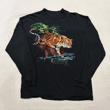 Vintage William Blake The Tiger Poem Art Mock Neck Long Sleeve Shirt XL Black