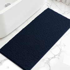 SUBRTEX Bathroom Rugs, 24" x 55" Chenille Bath Rug x Runner , Navy