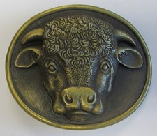 Malcolm Hereford Cow Booze Bull Cattle Rancher Western 70s Vintage Belt Buckle