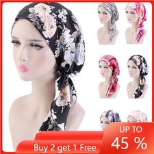 Satin Women Hair Care Night Sleep Cap Muslim Hijab Head Wrap Bandana Hat Beanies