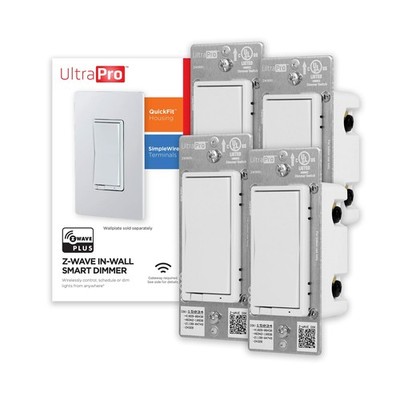 UltraPro Z-Wave Smart Light Dimmer with QuickFit & SimpleWire, 3-Way Ready, W...
