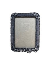 Vintage Pewter Style Rose Floral Photo Frame 3x4.75 Ornate Gothic Romantic Decor