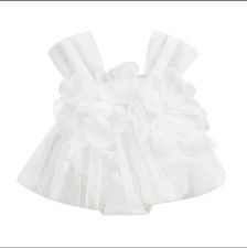 Summer tulle flower romper: infant girl sleeveless jumpsuit
