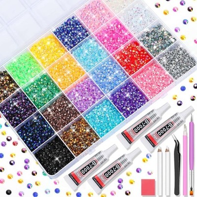 Rainbow Flat Back Rhinestones 31200Pcs 3MM Crystal Gems with Strong Adhesive
