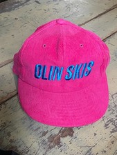 VTG 80's Deadstock Pink Corduroy Skiing SnapBack Hat Cap OLIN SKIS, Yupoong, Y2K