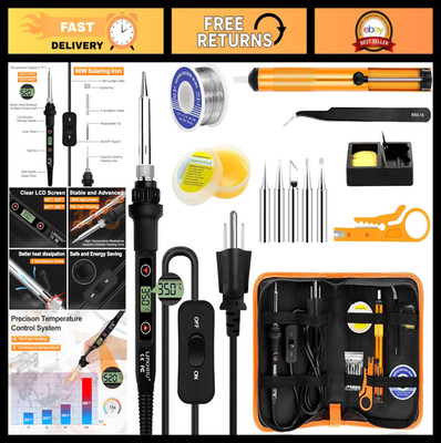 80W Soldering Iron Kit with LCD Temp Control 180-520 , 13-in-1 Welding Tools Set