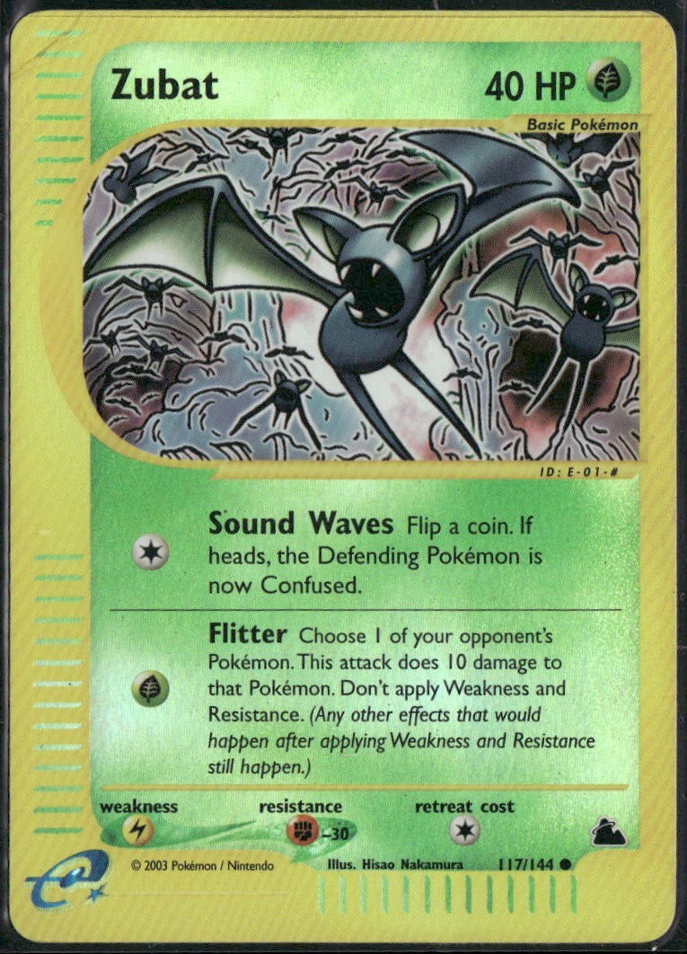Zubat 117/144 Skyridge Reverse Holo Pokemon Englsih Card (HP)