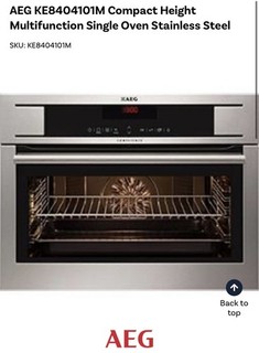 AEG KE8404101M Compact Height Multifunction Single Oven Stainless Steel