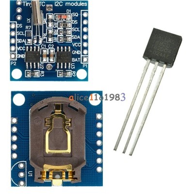   I2C RTC DS1307 AT24C32 Real Time Clock Module+DS18B20 Temperature Sensor *p0