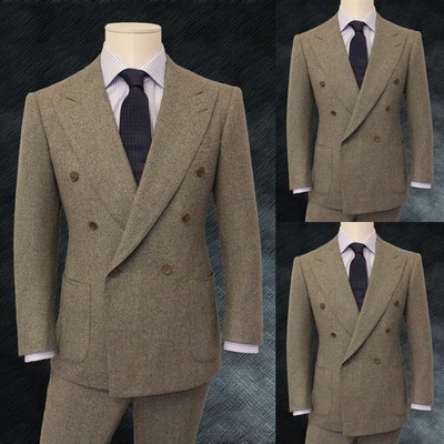 Cashmere Men Suits Peak Lapel Jacket Winter Outdoor Coat Casual Business Blazer