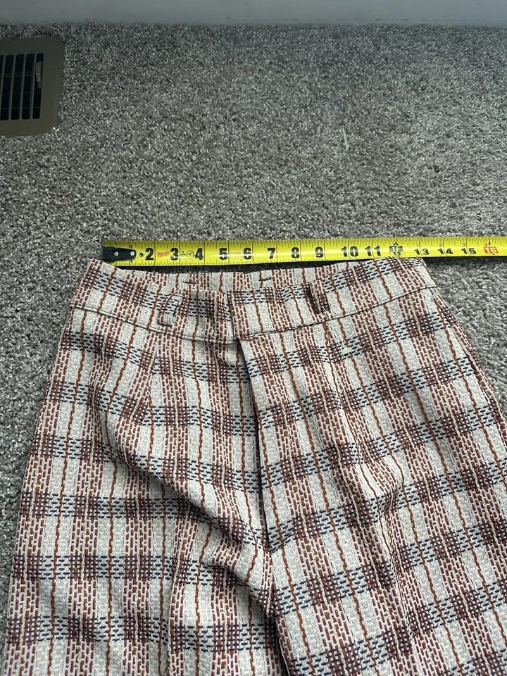 Винтажные брюки Sears из полиэстера с принтом диско 70-е расклешенные MCM клетчатые размер 16 - Изображение 3 из 4