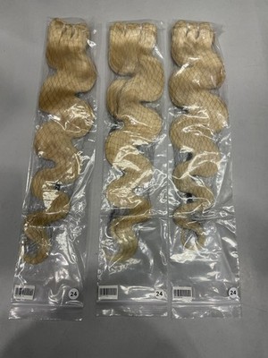 613 Blonde Body Wave Human Hair Extensions 3 Bundles, 24''