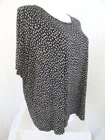 Susan Graver Size 4X Black Dot Printed Liquid Knit Top with Elbow Sleeves