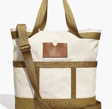 MADEWELL The Camden Canvas Tote Bag in Mini Leopard Trim New