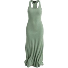 Lulus Sage Green Ribbed Racerback Maxi Dress Side Slit Small