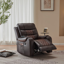 Manual Recliner Chair with Massage and Heating, Single Sofa with Diamond Stitch