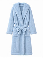 M&S LIGHT BLUE FLEECE HOODED DRESSING GOWN Sizes S,M,L,XL