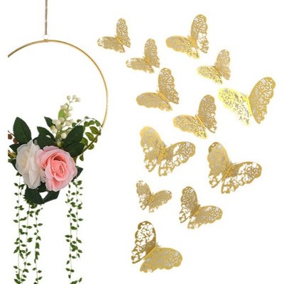 Schmetterling Wandtattoo 3D hohl Design mit reflektierender Metallstruktur 12 St