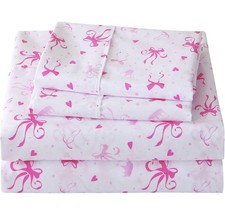 Vinland Kids Bedding pink 3 Pc Twin Set With Bows, Hearts, And Crowns