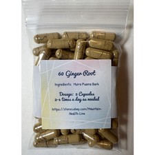 60 Ginger Root Herbal Capsules 500mg   No Fillers