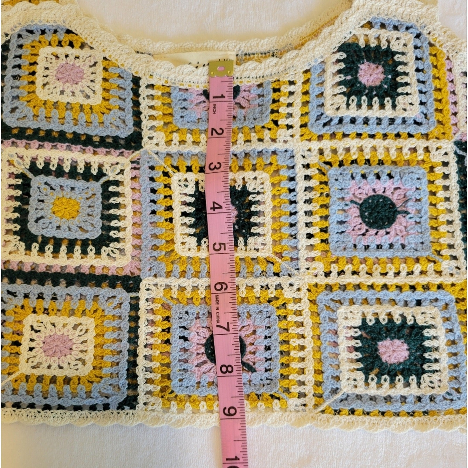 New In Multicolor Patchwork Crochet Cropped Tank … - image 8