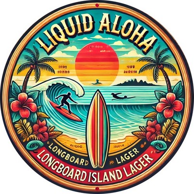 Room Decor 1pc Retro Aluminum Tin Metal Signs Wall Art ''Liquid Aloha Longboard 