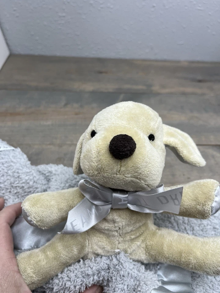 Barefoot Dreams Cozy Chic 棕褐色小狗毛绒灰色 Lovey 安全毯缎面 — 第 2/3 张图片