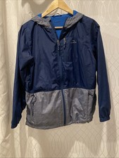 LL Bean Large 14/16 Kids Hooded Windbreaker Jacket Front Zip Navy