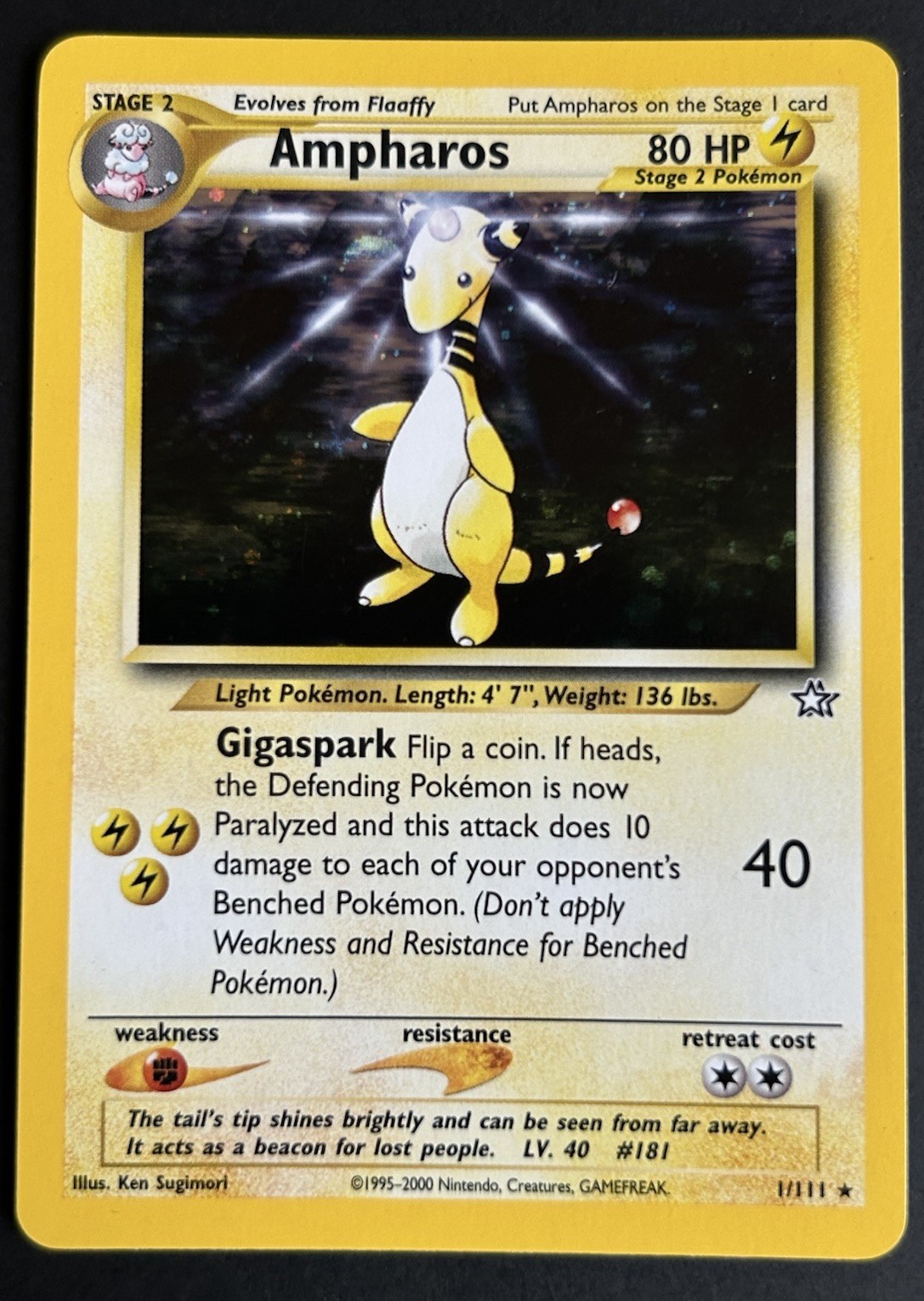 Pokémon TCG Ampharos 1/111 Neo Genesis NM
