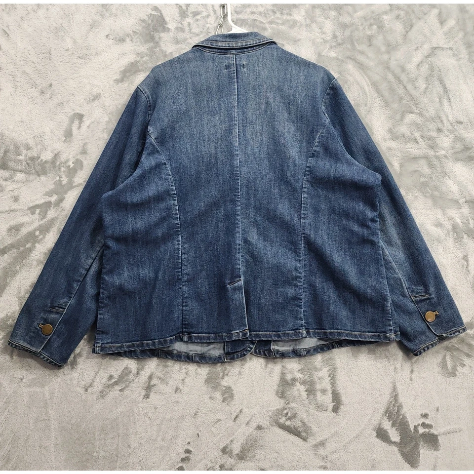 Chaqueta Coldwater Creek Mujer 24 Azul Elastizada Denim Blazer Preppy Occidental Informal Foto 4 de 4