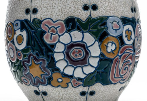 Amphora Vase Textured Mosaic Style Art Nouveau Floral Early 20th Century 10" 3lb - Picture 20 of 23