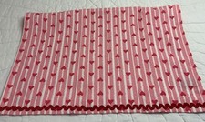Kitchen Dish Towel, Printed Hearts  Stripes Design, White, Pink, Red, Cotton