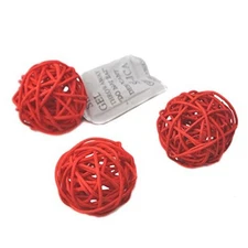 Set of 10pcs Wicker Rattan Balls Table Wedding Party Diameter 2 Inch Red